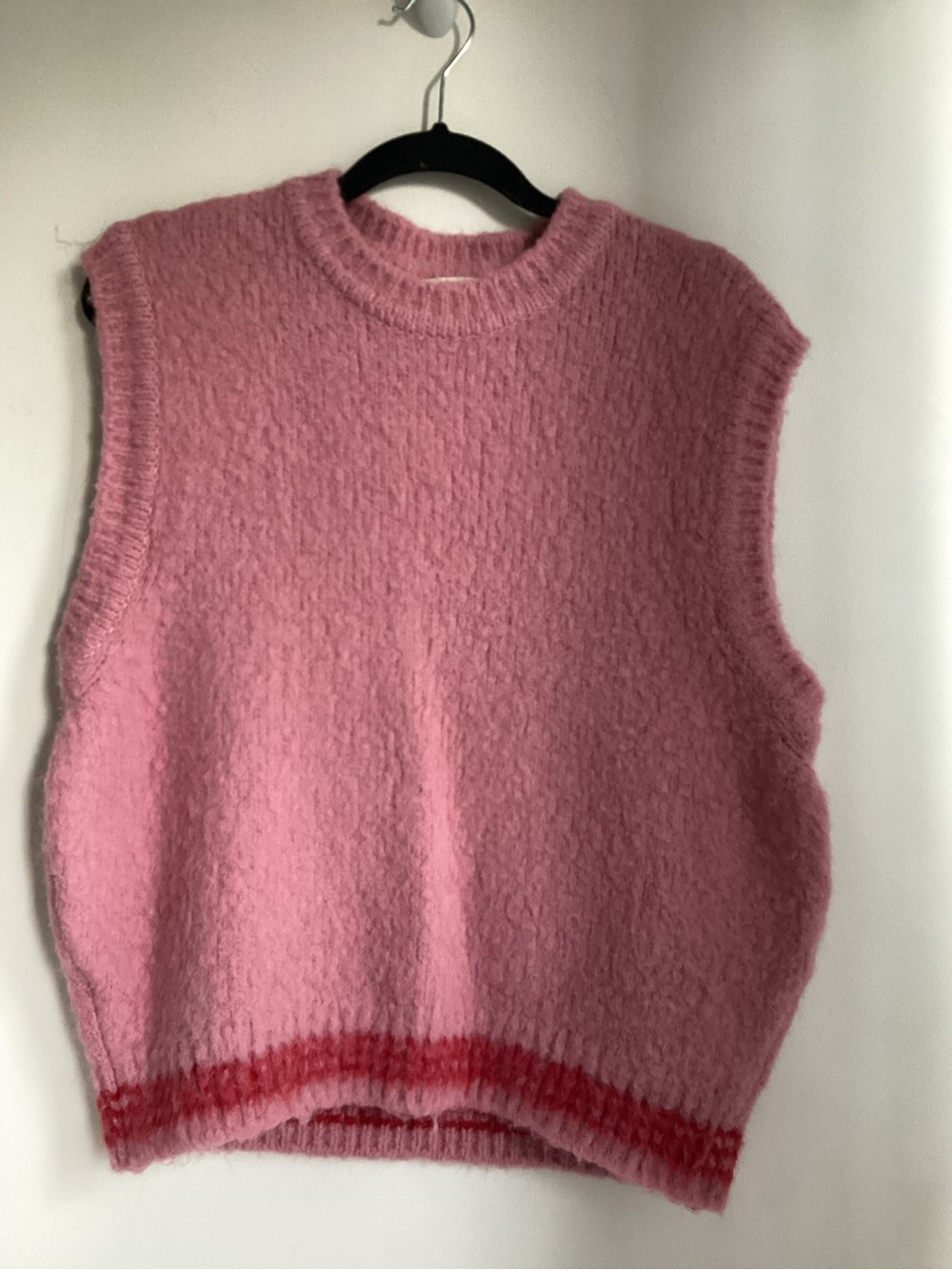 Egg Trading Fuzzy Alpaca Wool Blend Boucle Sweater Vest Large Pink Korea - Picture 16 of 16